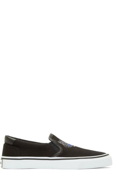 Kenzo Black Tiger Slip-on Sneakers