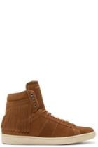 Saint Laurent Tan Suede Sl-18h High-top Sneakers