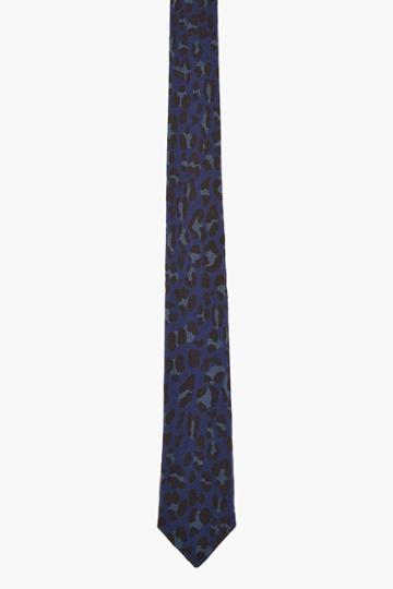 Burberry Prorsum Blue Leopard Spot Print Tie