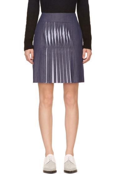 Richard Nicoll Blue Twill Twist Pleat Skirt