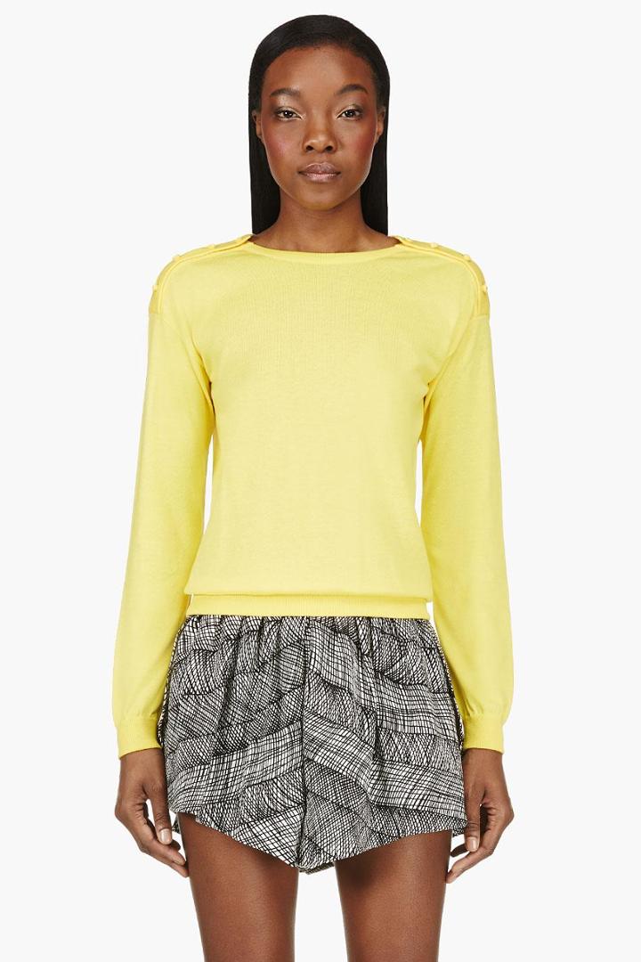 Christopher Kane Yellow Swarovski Crystal Button Sweater