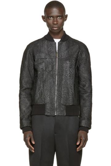 A.sauvage Black Faux Fish Skin Bomber