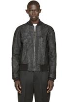 A.sauvage Black Faux Fish Skin Bomber