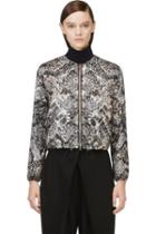 Giambattista Valli Grey And Brown Snake Print Embossed Bomber Jacket