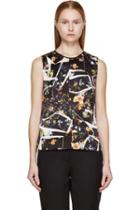 Erdem Navy And Orange Silk Botanical Shard Naomi Top