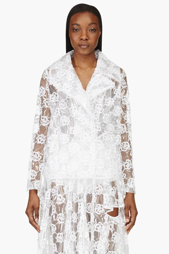 Simone Rocha Clear Embroidered Plastic Biker Jacket