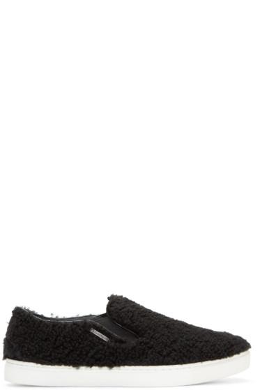 Dolce And Gabbana Black Shearling London Sneakers