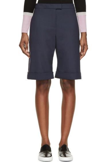 Mother Of Pearl Navy Wool Tailoring Rolled Cuffs Shorts