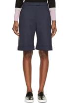 Mother Of Pearl Navy Wool Tailoring Rolled Cuffs Shorts
