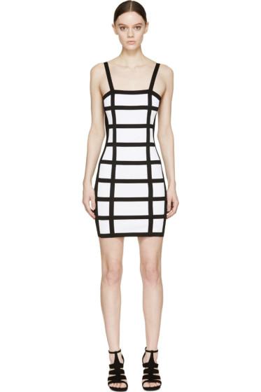 Balmain Black And White Grid Dress