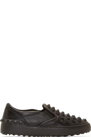 Valentino Black Rockstud Slip-on Sneakers