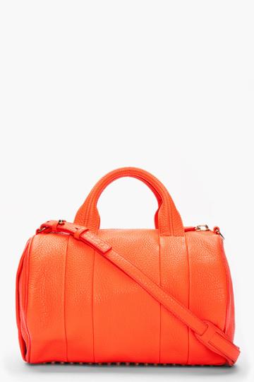 Alexander Wang Tang Orange Pebbled Leather Rocco Studded Duffle Bag