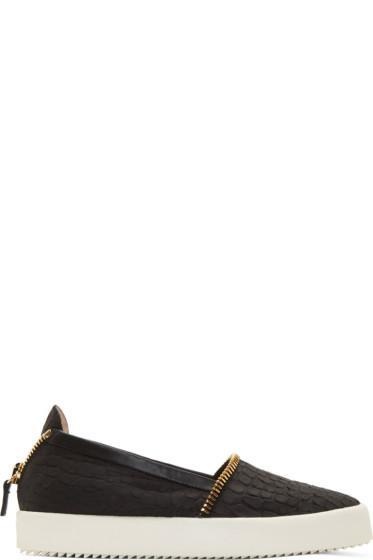 Giuseppe Zanotti Black Croc-embossed Sombry May London Sneakers