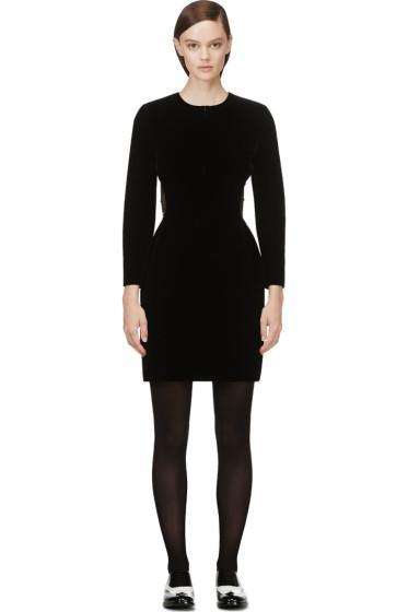 Saint Laurent Black Velour Beaded Mesh Cutout Dress