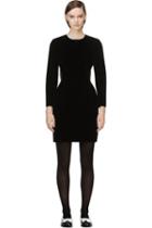 Saint Laurent Black Velour Beaded Mesh Cutout Dress