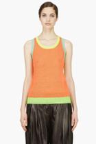 Yohji Yamamoto Fluorescent Orange Colorblocked Top
