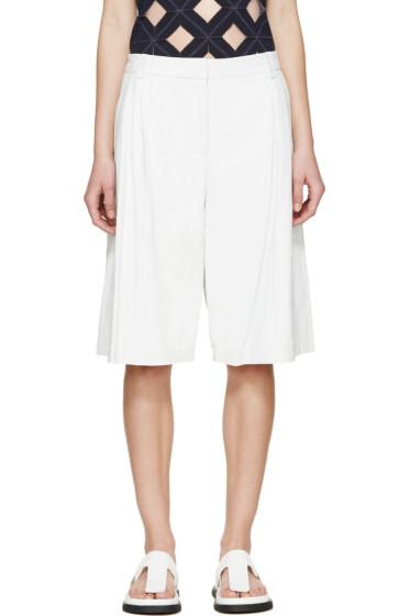 T By Alexander Wang White Matte Leather Wide Leg Shorts