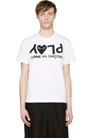 Comme Des Garçons Play White And Black Logo T-shirt