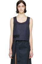 Marc Jacobs Navy Distressed Silk Crop Top