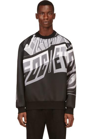 Juun.j Black And Grey Neoprene Sign Print Sweatshirt