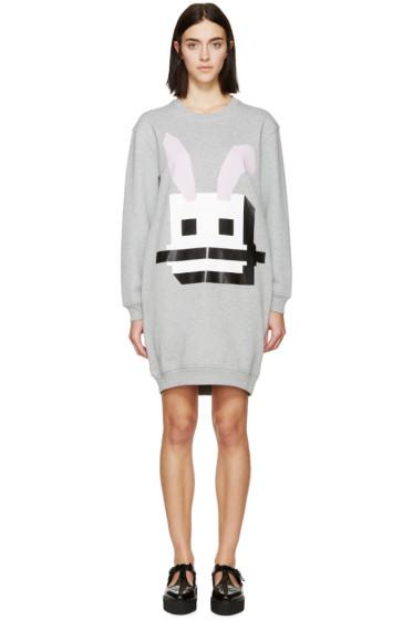 Mcq Alexander Mcqueen Grey French Terry Bunny Dress