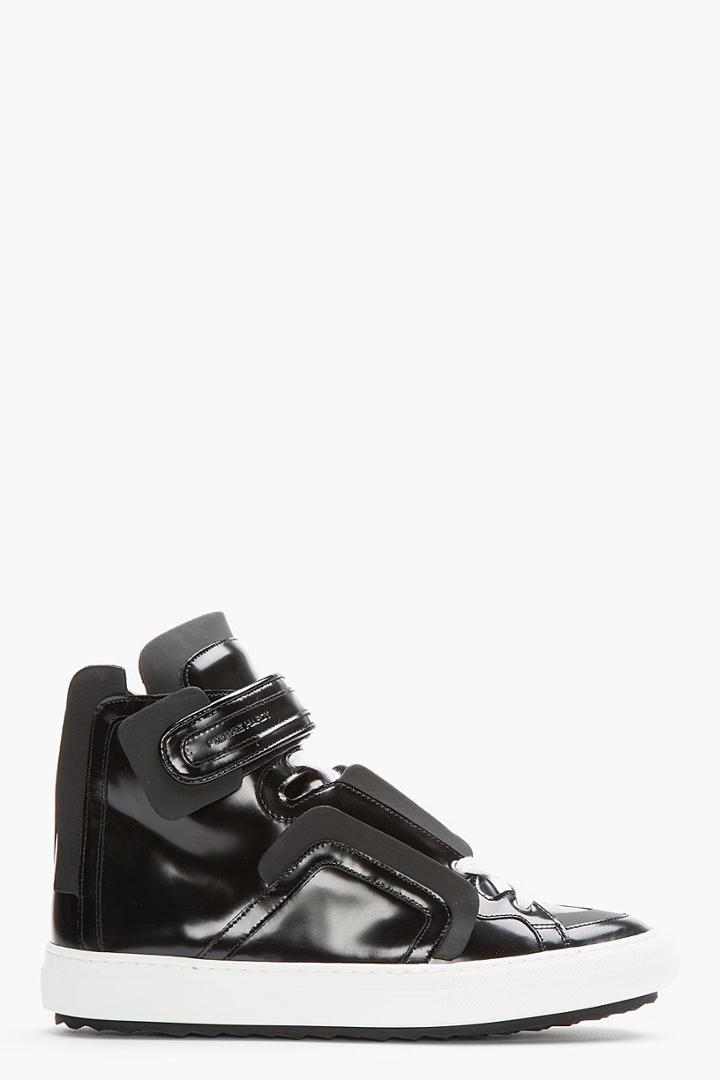 Pierre Hardy Black Polished Leather High-top Sneakers