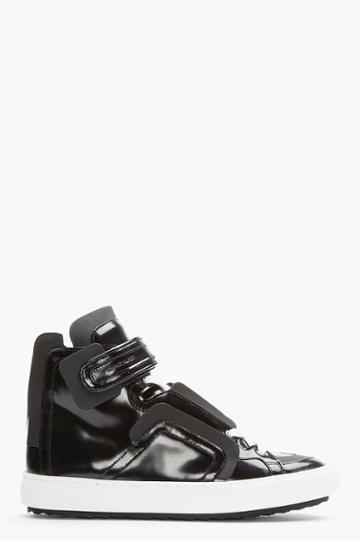 Pierre Hardy Black Polished Leather High-top Sneakers
