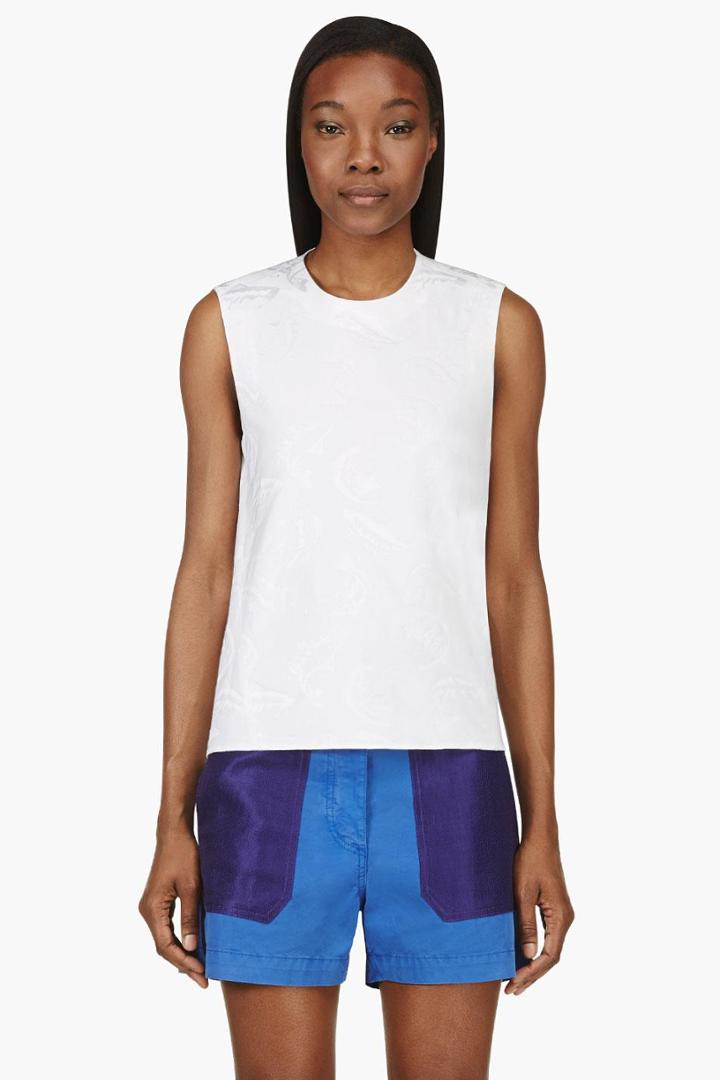 Kenzo White Jacquard Fish Print Top