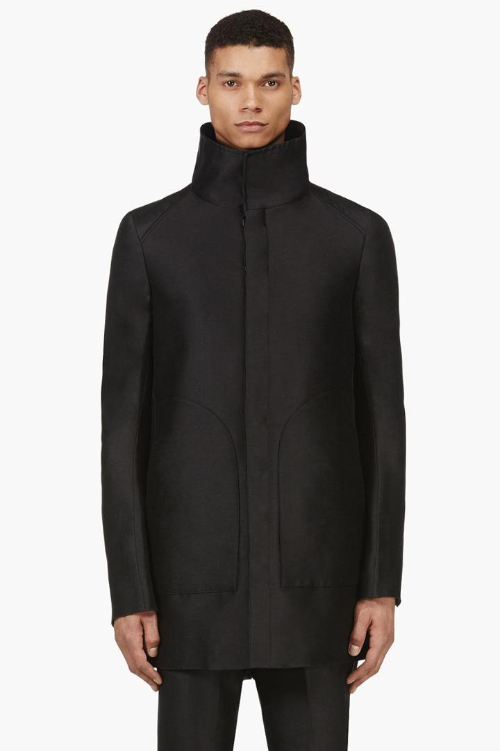 Thamanyah Black Funnel Collar Coat