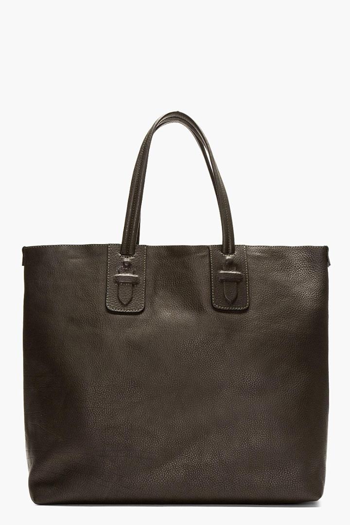 Neil Barrett Green Pebbled Leather Tote