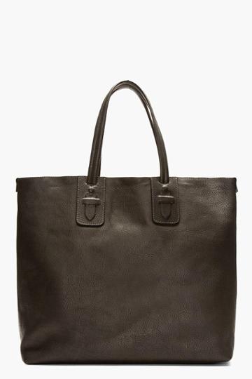 Neil Barrett Green Pebbled Leather Tote