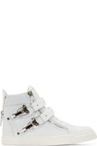 Giuseppe Zanotti White Leather Buckled London High-top Sneakers