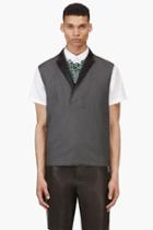 Krisvanassche Grey Wool Diamond Pinstripe Vest