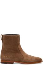 Robert Geller Beige Suede Common Projects Edition Chelsea Boots