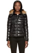 Moncler Black Down And Fur Armoise Jacket
