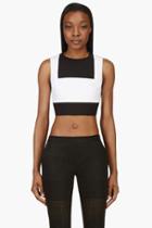 Richard Nicoll White And Black Waffle Cotton Bib-front Crop Top