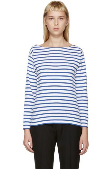 Saint Laurent Blue And White Striped T-shirt