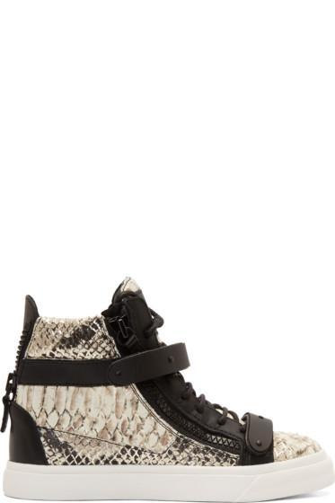 Giuseppe Zanotti Black And Silver Printed Snake London Berdyk Sneakers