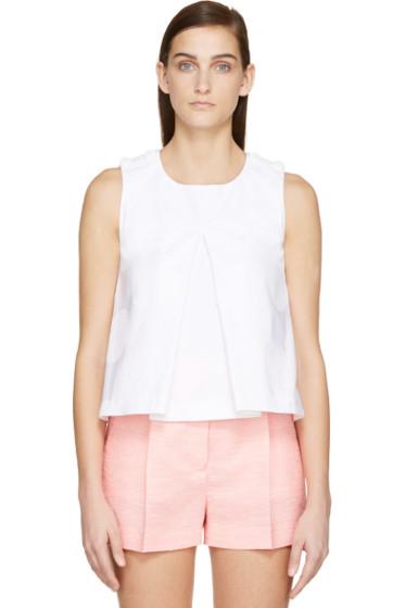 Kenzo White Embossed Pleated Sleeveless Top