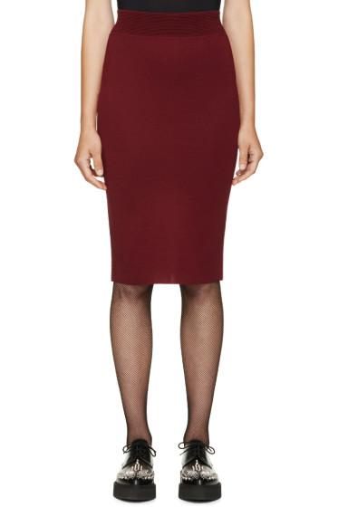 Alexander Mcqueen Burgundy Fitted Knit Skirt