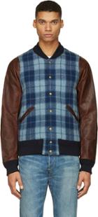 Visvim Blue Plaid And Leather Brainstorm Bomber