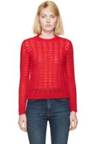 Saint Laurent Red Mohair Crystal Sweater