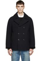Visvim Navy Vintage Tweed Lieutenant Coat