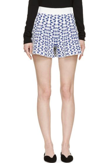 Alexander Mcqueen Ultramarine Floral Knit Shorts
