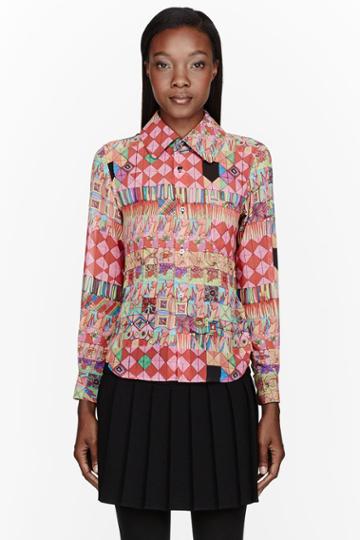 Comme Des Garons Pink Multicolor Inkjet Print Blouse