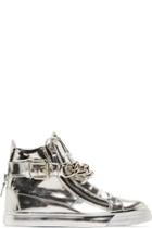 Giuseppe Zanotti Silver Mirrored Leather London High-top Sneakers