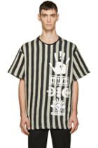 Ktz Black And Beige Striped Logo T-shirt