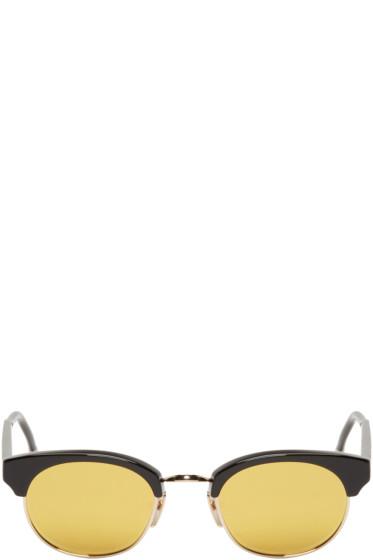 Thom Browne Black And Gold Round Sunglasses