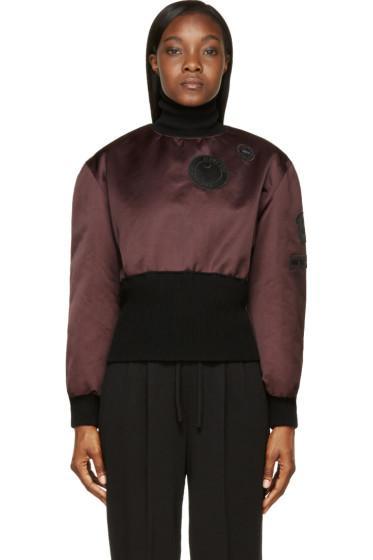 Yang Li Purple Patched Satin Back To Front Ma-1 Turtleneck