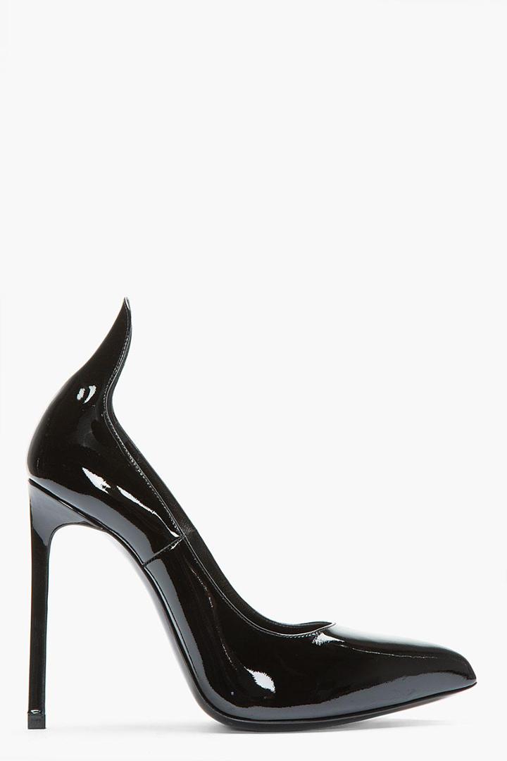 Saint Laurent Black Patent Heel Tab Paris Pumps